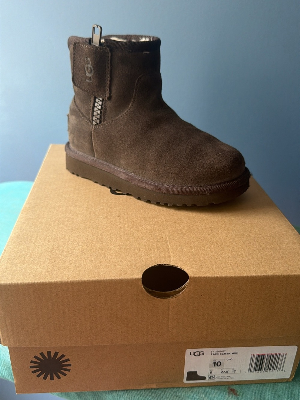 UGG Mini Zip Suede Boot - Chocolate Brown